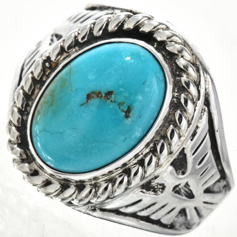 Mens Turquoise Ring Navajo Jewelry Thunderbird Sterling Silver Etsy