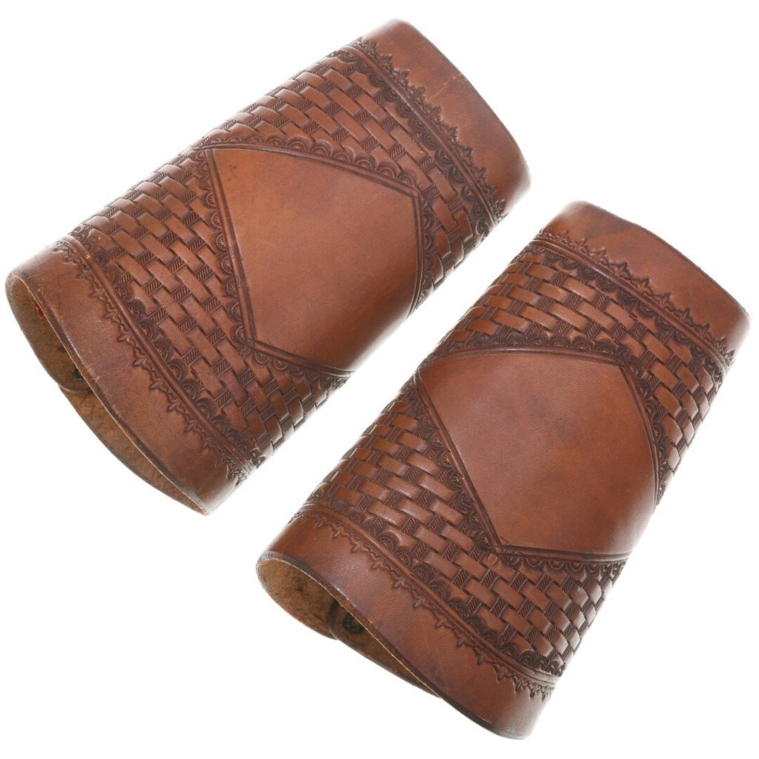 Vintage Basketweave Leather Wrist Cuffs Wearable Collectibles 0055 Etsy