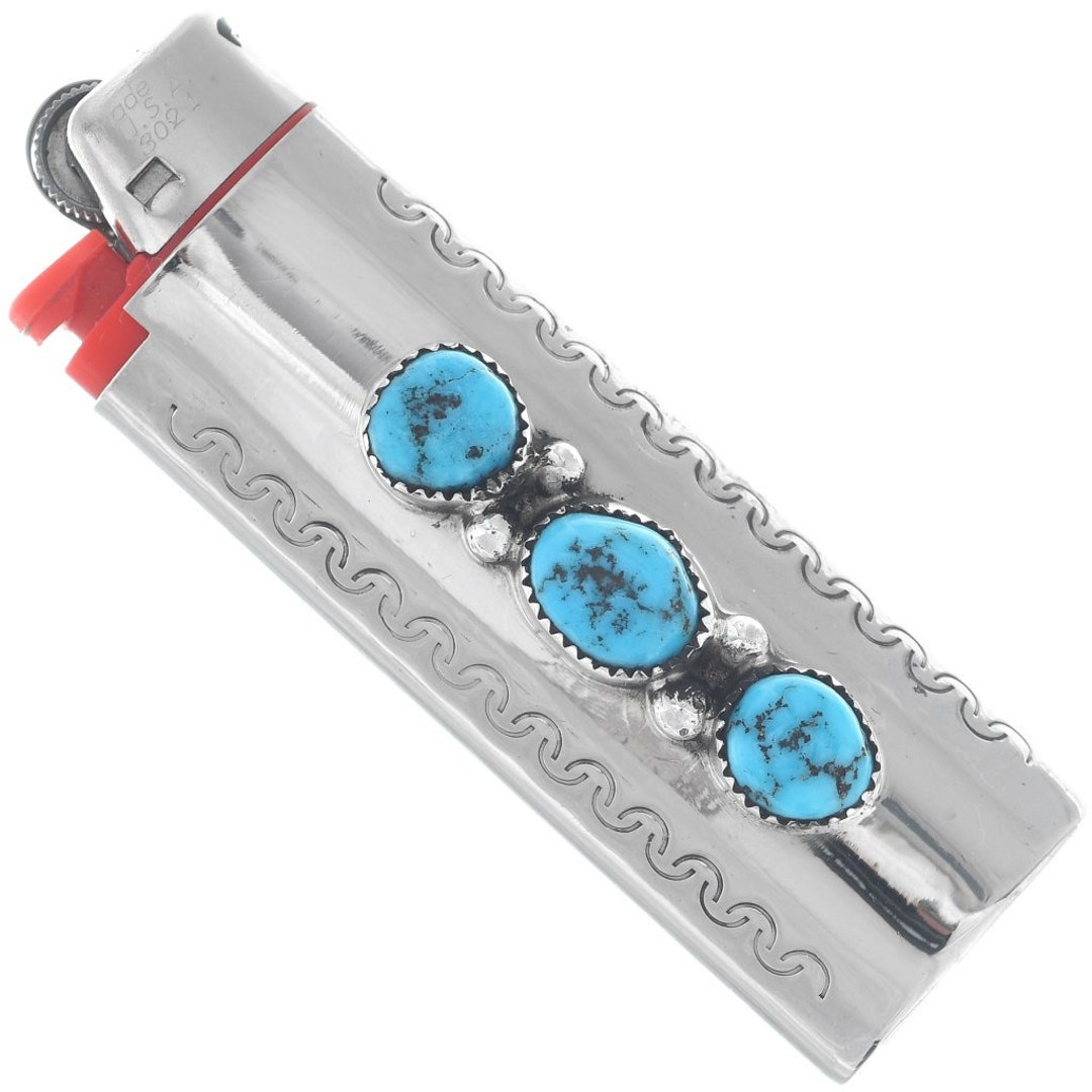 Sterling Silver Native American Turquoise and Coral BIC Lighter Cover, Sterling  Lighter Case, Old Pawn Sterling Lighter Case, Lighter Cover