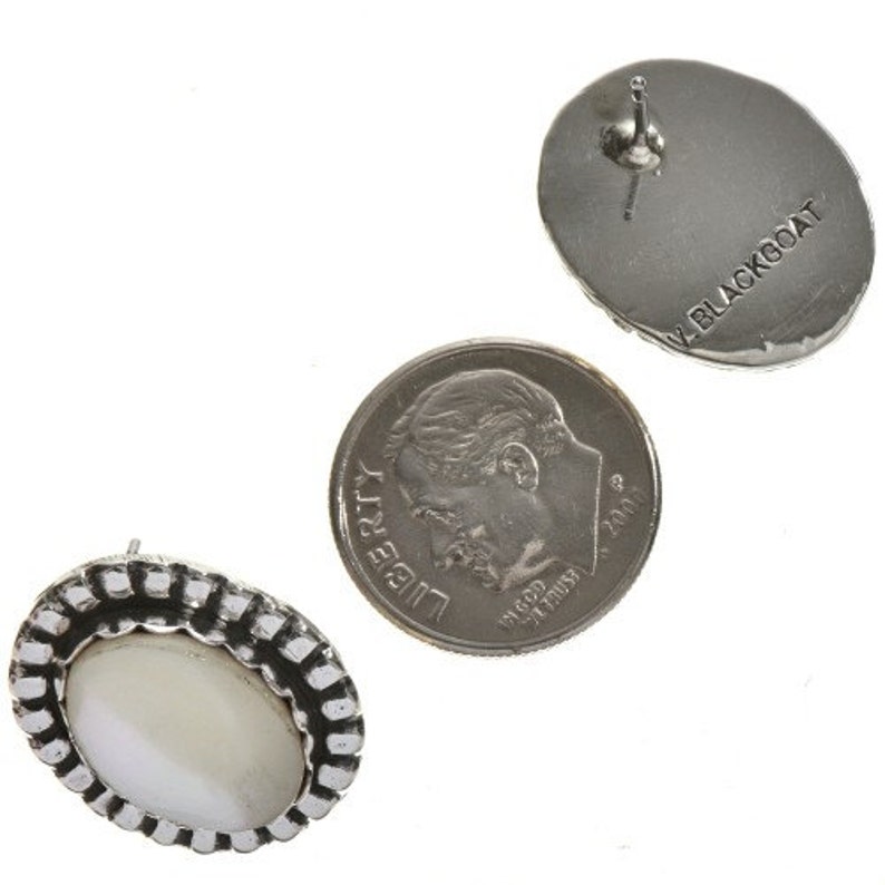 Navajo Mother of Pearl Silver Earrings Southwest Post Studs
