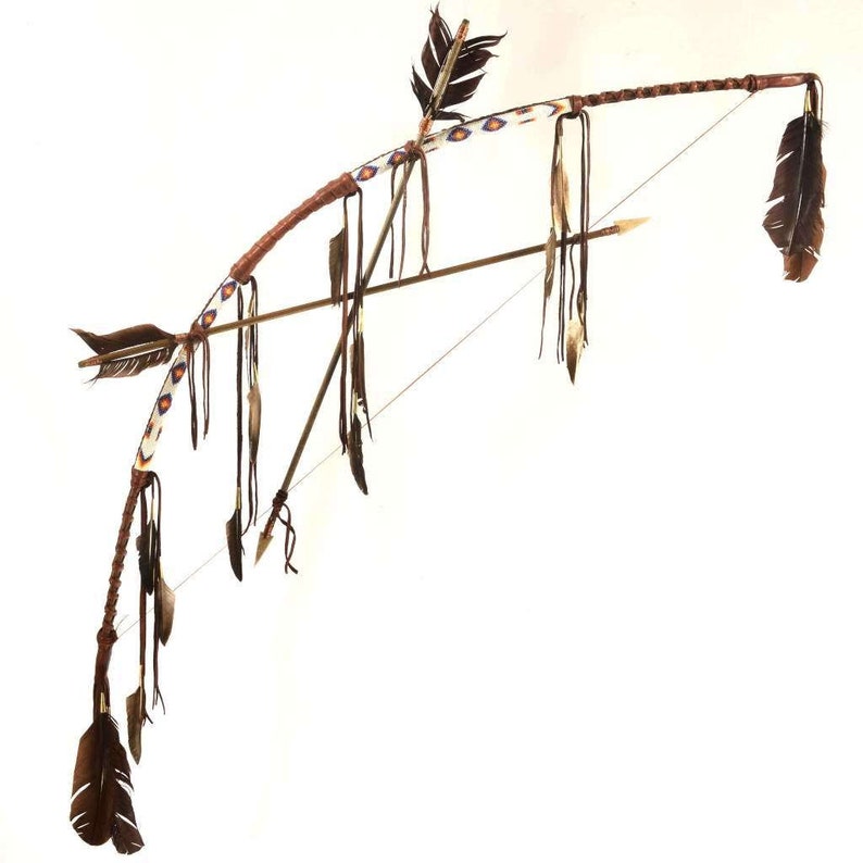 Plains Indian Bow Arrows Beaded Buckskin Wall Decor Etsy