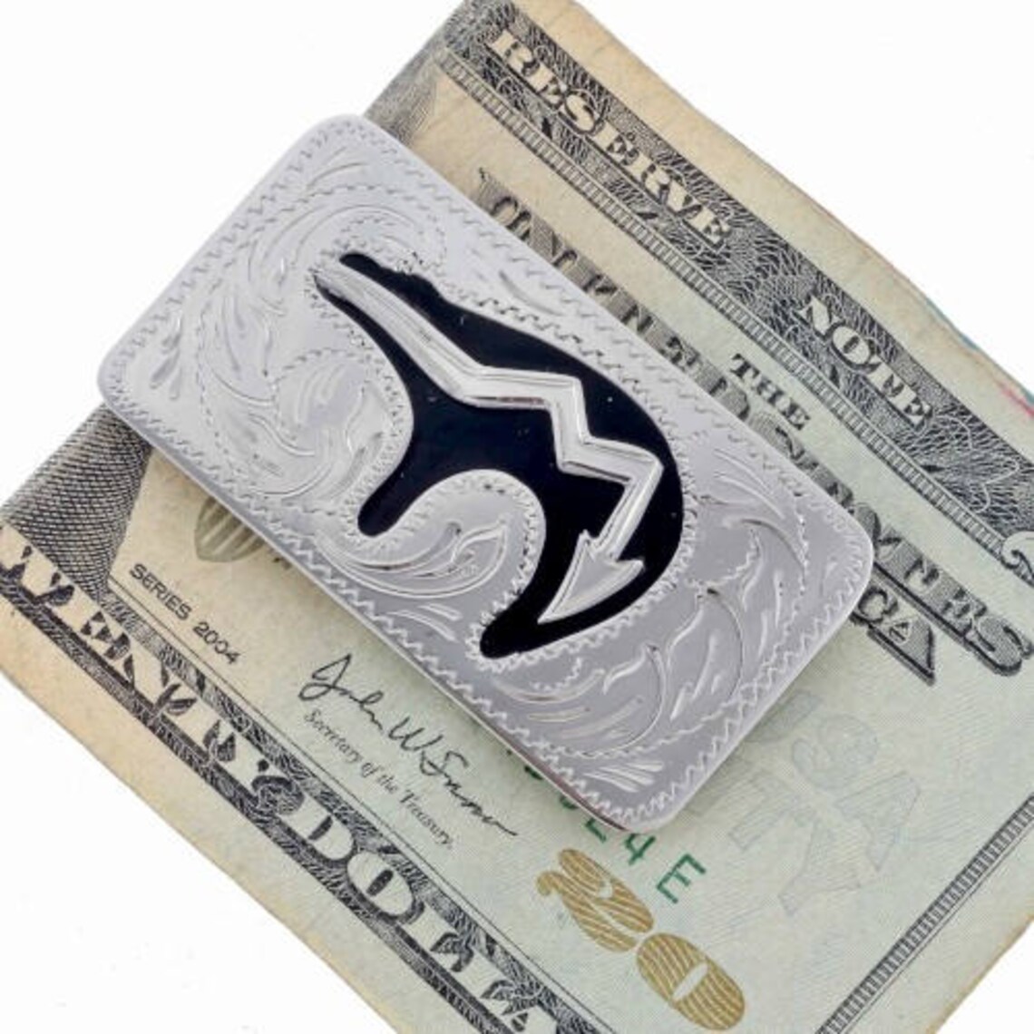 Silver Money Clip Hand Engraved Heartline Bear Etsy