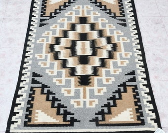 Vintage Two Grey Hills Navajo Rug 2 8