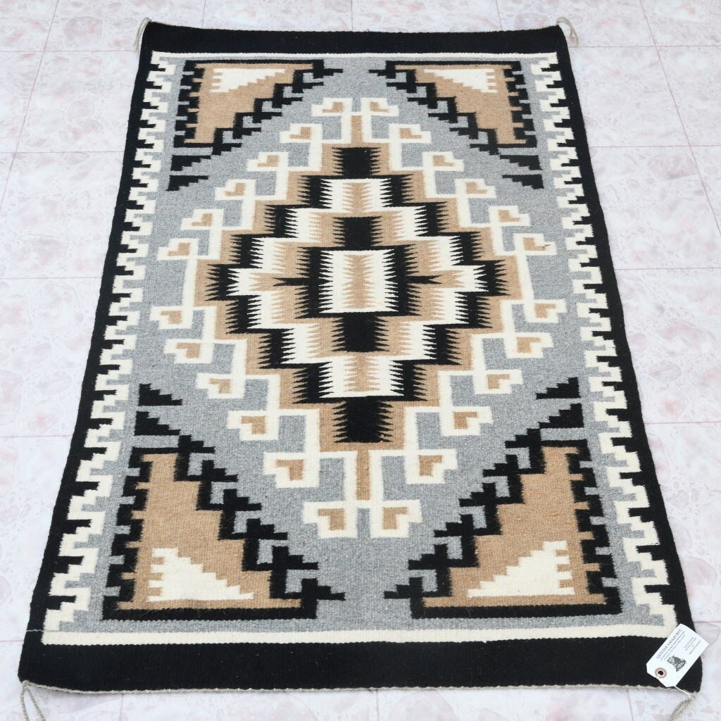 Vintage Two Grey Hills Navajo Rug 2 8