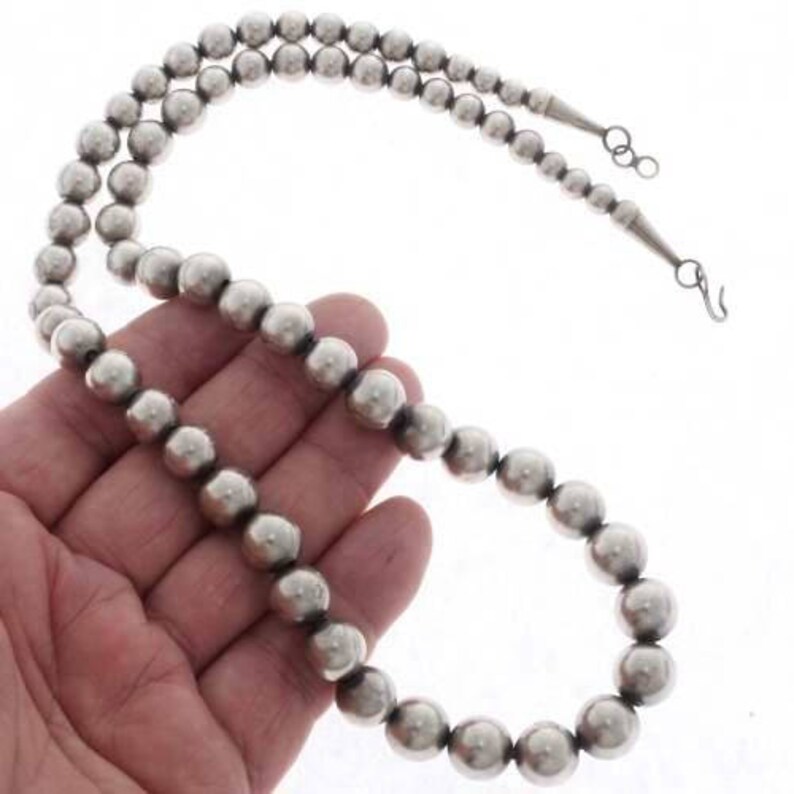 Santa Fe Silver Desert Pearl Necklace Navajo Graduated