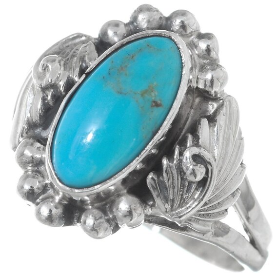 Navajo Turquoise Silver Ladies Ring Sterling Nature Inspired Pattern 1920 -  Etsy