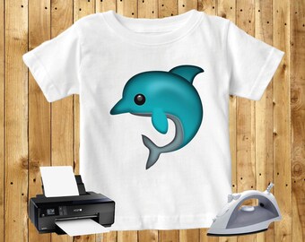 Dolphin Emoji Iron On Transfer Digital Art - INSTANT DOWNLOAD