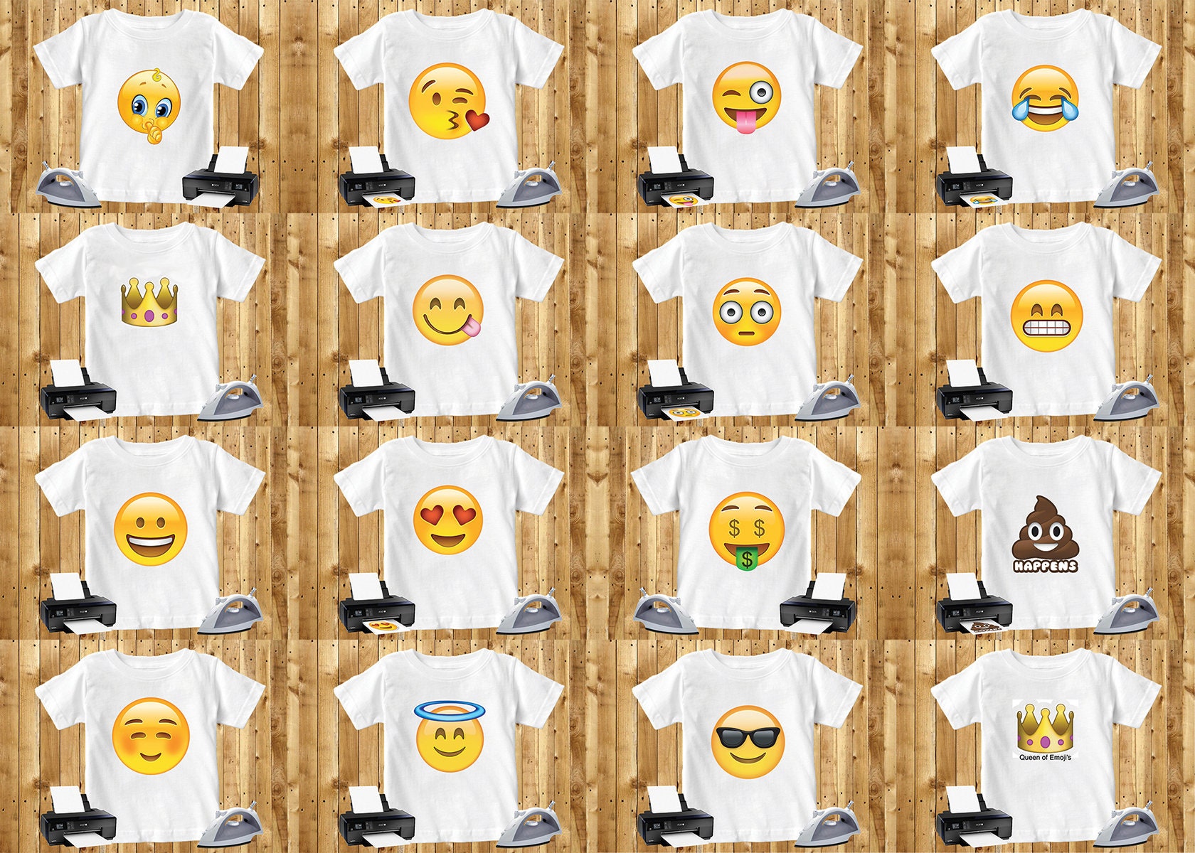 65 Pack Emoji Iron On Transfer Bundle Digital Art INSTANT Etsy