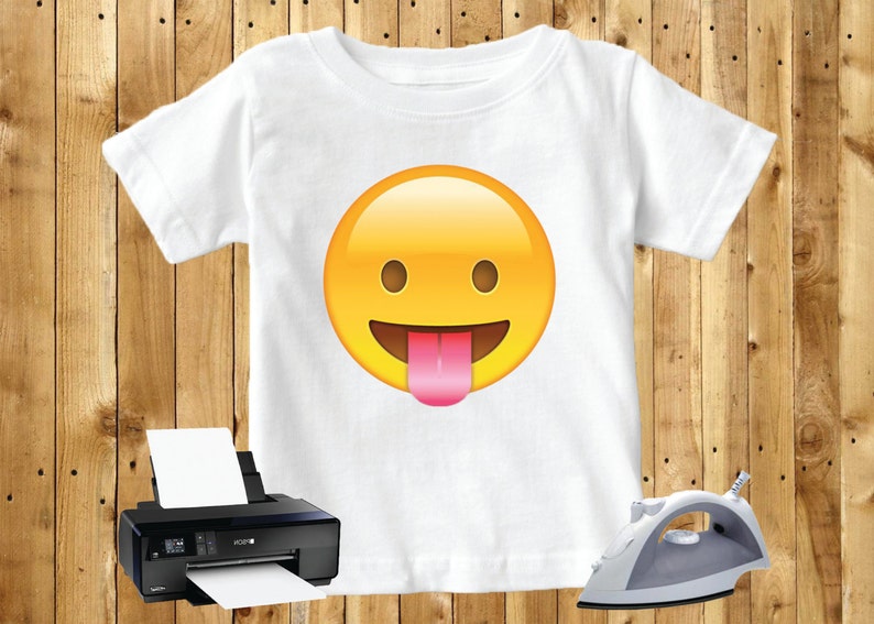 Stuck Out Tongue Face Emoji Iron On Transfer Digital Art Etsy - image 0