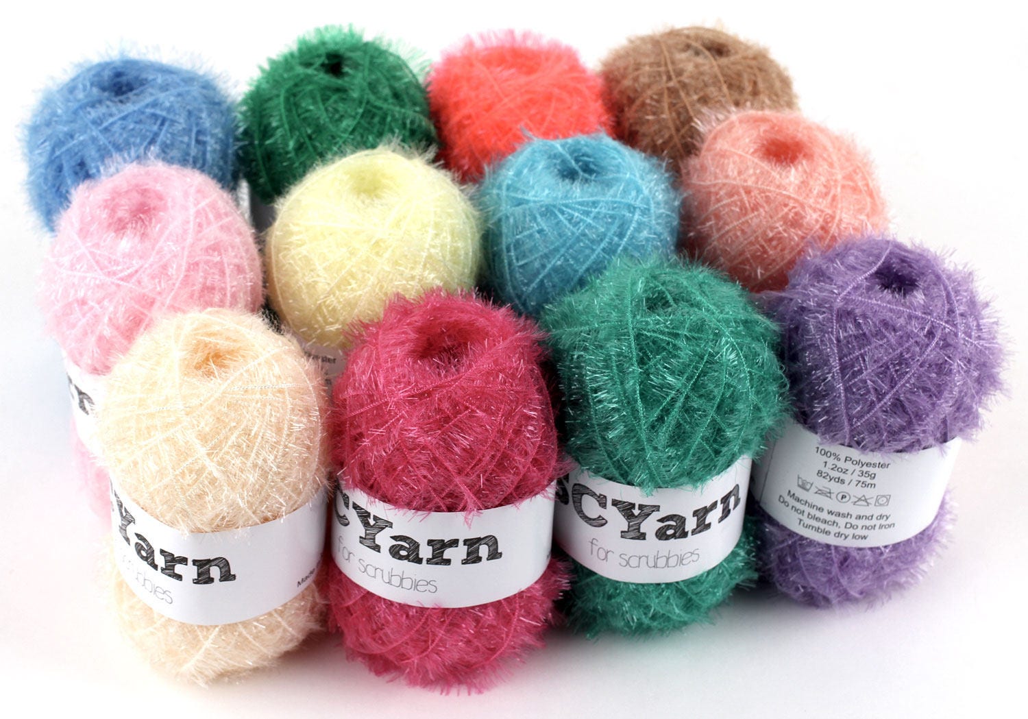 SCYarn 12 Skeins Scrubby Yarn Assorted Colors 100 Etsy