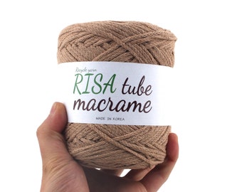 Risa Tube Macrame Rope Solid Color Yarn Cotton Knitting Crochet 2mm 320m 250g