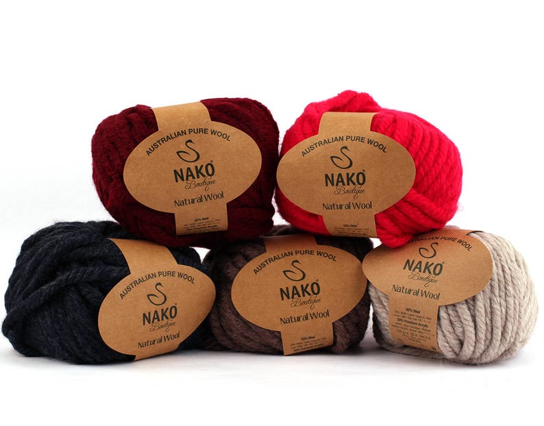NAKO Boutique Natural Wool Super Bulky yarn 50% Wool 50 Premium Acrylic, 100g, 30meter, Made in Turkey image 2