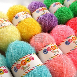 Korean Well Being Pearl Scrubber Yarn,Scrubbies Yarn, 100% Polyester, 34 Colors, 2.82oz(80g)