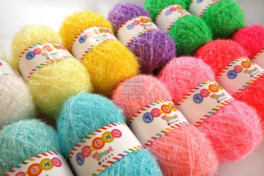 Korean Well Being Pearl Scrubber Yarn,Scrubbies Yarn, 100% Polyester, 34 Colors, 2.82oz(80g)