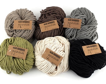 Super Macrame Cord Natural Cotton Cord Rope 3mm,4mm,5mm x 80m (87 yd) 6 Colors