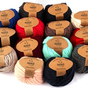 NAKO Boutique natürliche Wolle Super sperrige Garn 50 % Wolle + 50 Premium-Acryl, 100g, 30 Meter, in der Türkei