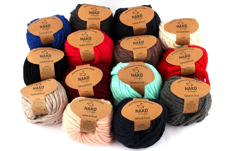 NAKO Boutique Natural Wool Super Bulky yarn 50% Wool 50 Premium Acrylic, 100g, 30meter, Made in Turkey image 1