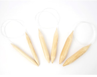 Jumbo Giant Thickness Wood Knitting Circular Bamboo Needles For Chunky Yarn, 80cm(32inch) Long  US19(15mm), US36(20m), US50(25mm)