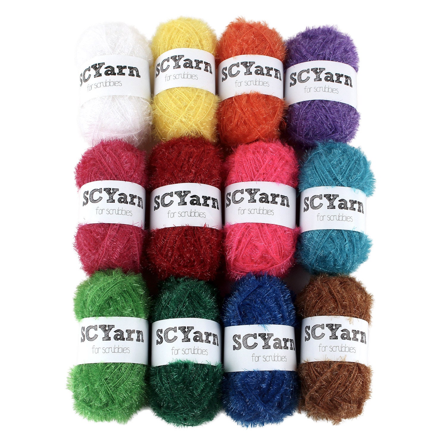 SCYarn 24 Skeins Scrubby Yarn Assorted Colors 100 Etsy