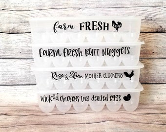 Egg holder, dozen egg container, Funny egg holder, Egg decals, Custom Egg Holder, Reusable Egg Carton, Egg Storage Containers, Easter Egg