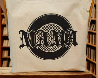 Mama Tote Bag | Retro Mama Gift Bag | New Mama Tote Bag | Checkered Mama Canvas Tote | Encouragement | Gifts for Mom