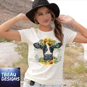 Sunflower Cow Shirt | Cow Lover Shirt | Country Cow Shirt | Country Shirt | Floral Cow | Farm Shirt | Barn Shirt | Cow Lover Gifts