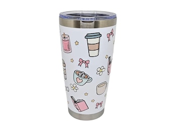 Self Care Glass Can, Coffee & Books Tumbler, Bookish tumbler, Relax with Books and Coffee, Iced Coffee and Books Tumbler, Book Lover Gift