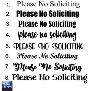 No Soliciting Decal, No Soliciting Door Sign, No Soliciting Window sign, Do not Disturb sign, Home Decals, No Soliciting removable decal