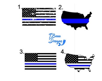 Thin Blue line flag decal, Blue Line State Decal, Thin Blue Line State Decal, Law Enforcement Decal, American Flag Blue Line Decal