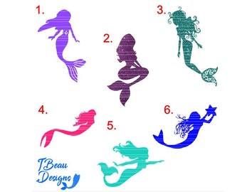 Mermaid decals, Mermaid silhouette Decal, Mermaid car decals, Mermaid laptop Decal, mermaid sticker, Mermaid tumbler decals,