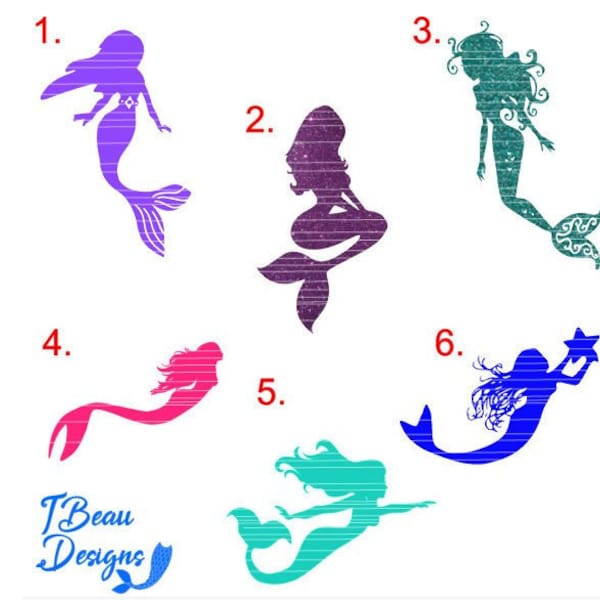 Mermaid decals, Mermaid silhouette Decal, Mermaid car decals, Mermaid laptop Decal, mermaid sticker, Mermaid tumbler decals,