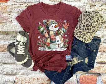 Snowman Sweatshirt | Winter Sweatshirt | Patchwork Snowman | Christmas Patchwork | Christmas Sweatshirt | Snowman Shirt | Christmas Shirt