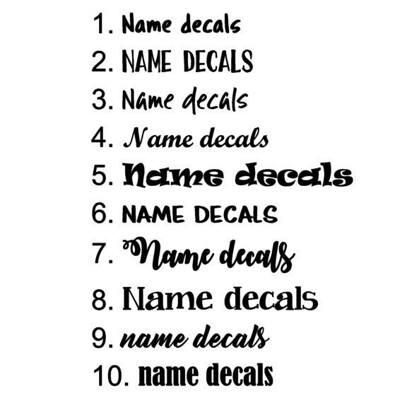 Name Decals Custom Name Decals Helmet Decals Tumbler Etsy