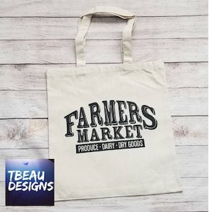 Farmer&#39;s Market Produce Dairy Dry Goods Tote Bag | Grocery Tote Bag | Produce Bag | Farmers Market Bag | Grocery Shopping Bag