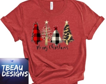 Merry Christmas trees, Christmas plaid shirt, Christmas leopard print, Festive Christmas Shirt, Christmas trees Shirt, Christmas shirt