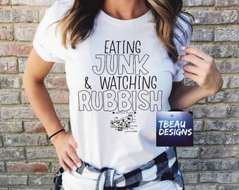 Eating Junk and Watching Rubbish Christmas Shirt | Christmas Shirt | Christmas Sweatshirt | Christmas Movie Shirt | Ugly Sweater |