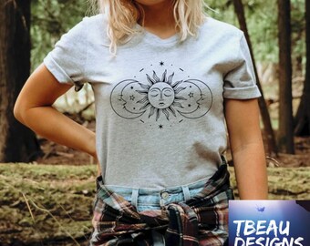 Celestial Shirt | Star Signs Shirt | Moon Graphic Tee | Boho Moon Shirt | Sun and Moon Graphic Tee | Moon and Stars | Crescent Moon |