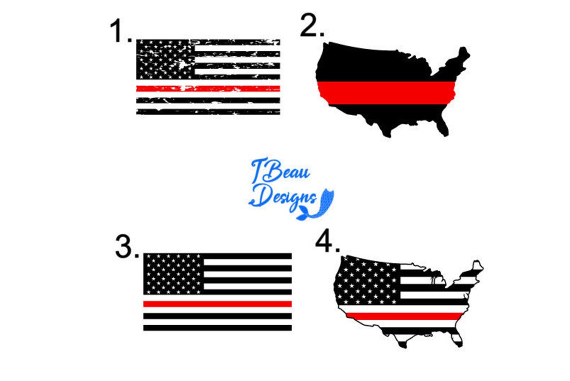 Thin Red Line Flag Decal Red Line State Decal Thin Red Line Etsy