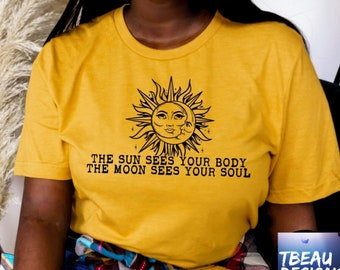Celestial Sun and Moon Graphic Tee - Mystical Shirt