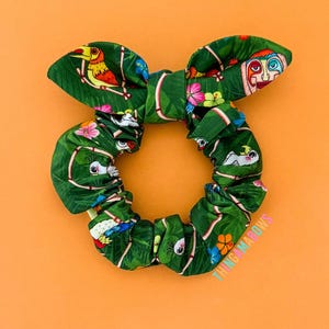 Tiki Room Scrunchie | Walt Disney&#39;s Enchanted Tiki Room | Disney Tiki Birds | Disney Bow Scrunchie Hair Tie | Disney Hair Accessories