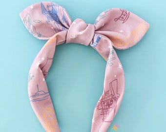 Disneyland 70th Knot Bow Headband | Disneyland 70th Anniversary Bowband | Disney Dress Shop Top Knot Headband | Disney Knotty Headband