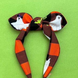 Mickey & Minnie Ghost Knot Bow Headband | Disney Halloween Bowband | Mickey&#39;s Not So Scary Halloween Party | Top Knot Headband | Knotted Bow