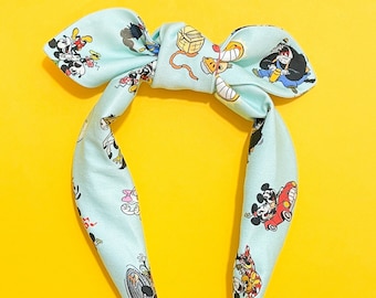 Mickey and Minnie's Runaway Railway Knot Bow Headband Bowband | Disney Dress Shop Headband | Mickey and Minnie Top Knot Headband