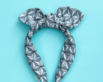 Epcot Spaceship Earth Print Bowband | Disney World Top Knot Headband | Disney Knotty Headband | Disney Knot Bow Headband