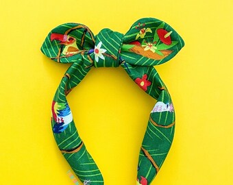 Tiki Room Jersey Knot Bow Headband | Disney's Enchanted Tiki Room Bowband | Tiki Birds Headband | Upcycled Disney Accessories