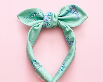 Flo's V8 Cafe Disney Dress Shop Knot Bow Headband | Cars Land Bowband | Disney Top Knot Headband | Disney Knotty Headband