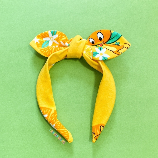 Orange Bird Jersey Knot Bow Headband | Orange Bird Flower and Garden Bowband | Orange Bird Headband | Upcycled Disney Accessories