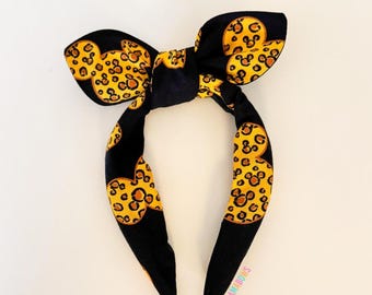 Mickey Print Animal Kingdom Safari Knot Bow Headband | Disney Dress Bowband