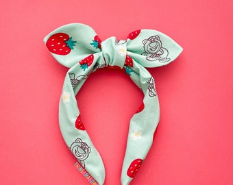 Lotso Strawberries Knot Bow Headband | Toy Story 3 | Disney Bowband | Disney Pixar Top Knot Headband | Disney Dress Shop Headband