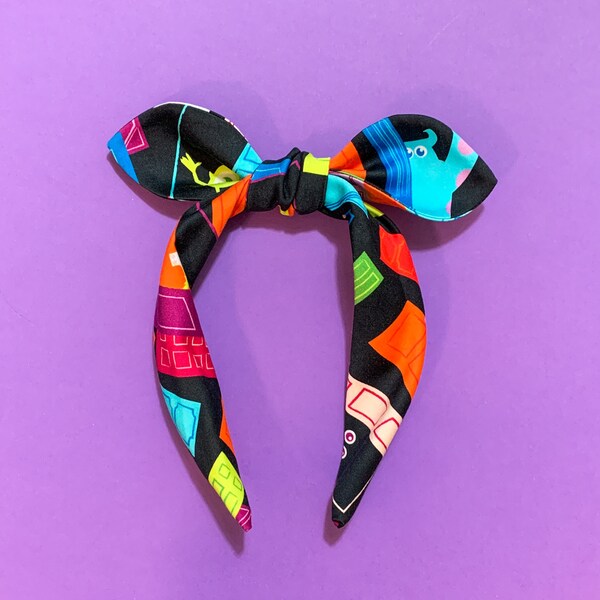 Monsters Inc Dress Shop Knot Bow Headband | Monsters Inc Doors Bowband | Disney Dress Shop Top Knot Headband | Disney Pixar Knotty Headband